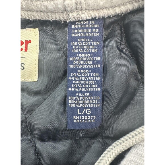 Wrangler Authentics Jacket Mens Large Red Gray Plaid Hooded Flannel Lined Shirt - Picture 5 of 11